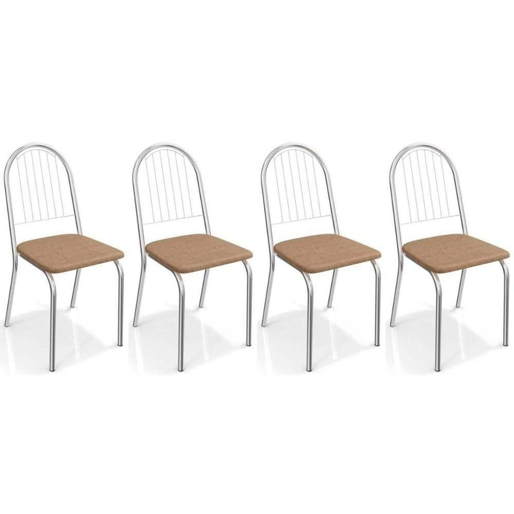 Cadeira De Cozinha Noruega 2c077 Kit 4 Un Cromada Capuccino