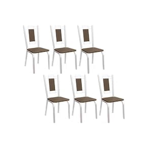 Cadeira De Cozinha Florença 2c005 Aço Kit 6 Uni Cromado Marrom 21