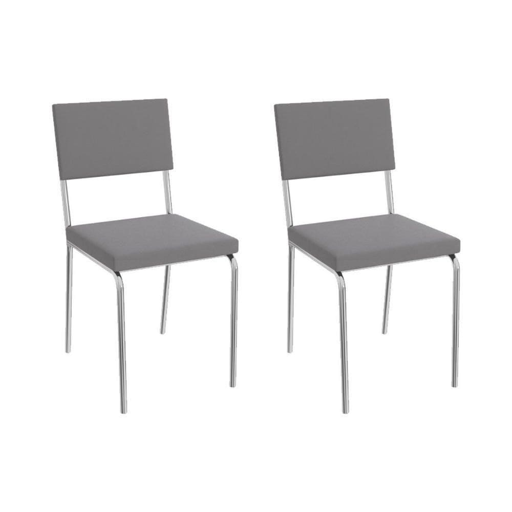 Cadeira De Cozinha Zaria 2c128 Aço Kit 2 Uni Cromado Suede Cinza