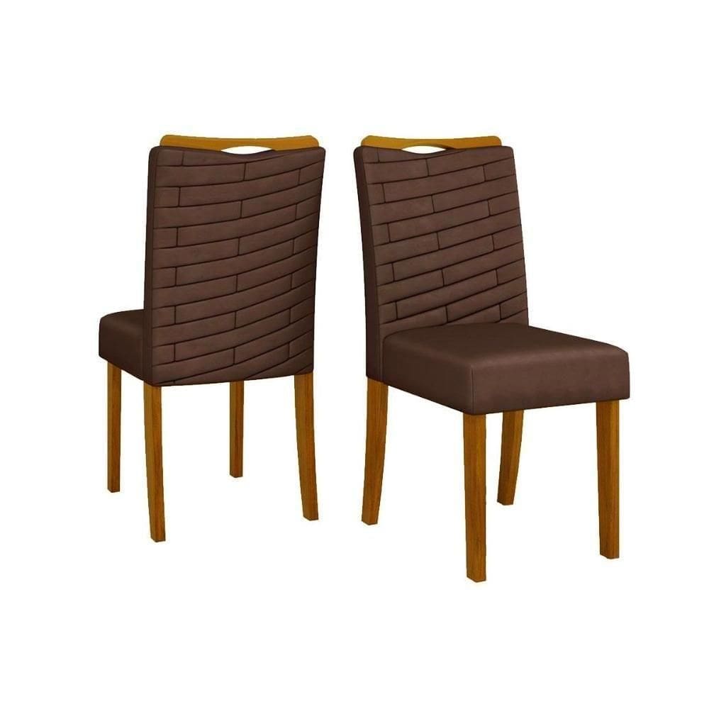 Kit 2 Cadeiras De Cozinha Julia Cedro Suede Moca Marrom