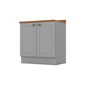 Gabinete De Cozinha Modulado Balcão Com Tampo Americana Com 2 Portas 80cm Cinza