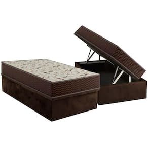 Cama Box Solteiro: Colchão Espuma D33 Ortobom Physical Hiper Resistente 20 + Base Crc Suede Brown (88x188)