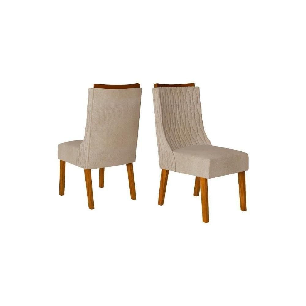 Kit 2 Cadeiras De Cozinha Jade 2 Un Freijó Linho Saara Bege