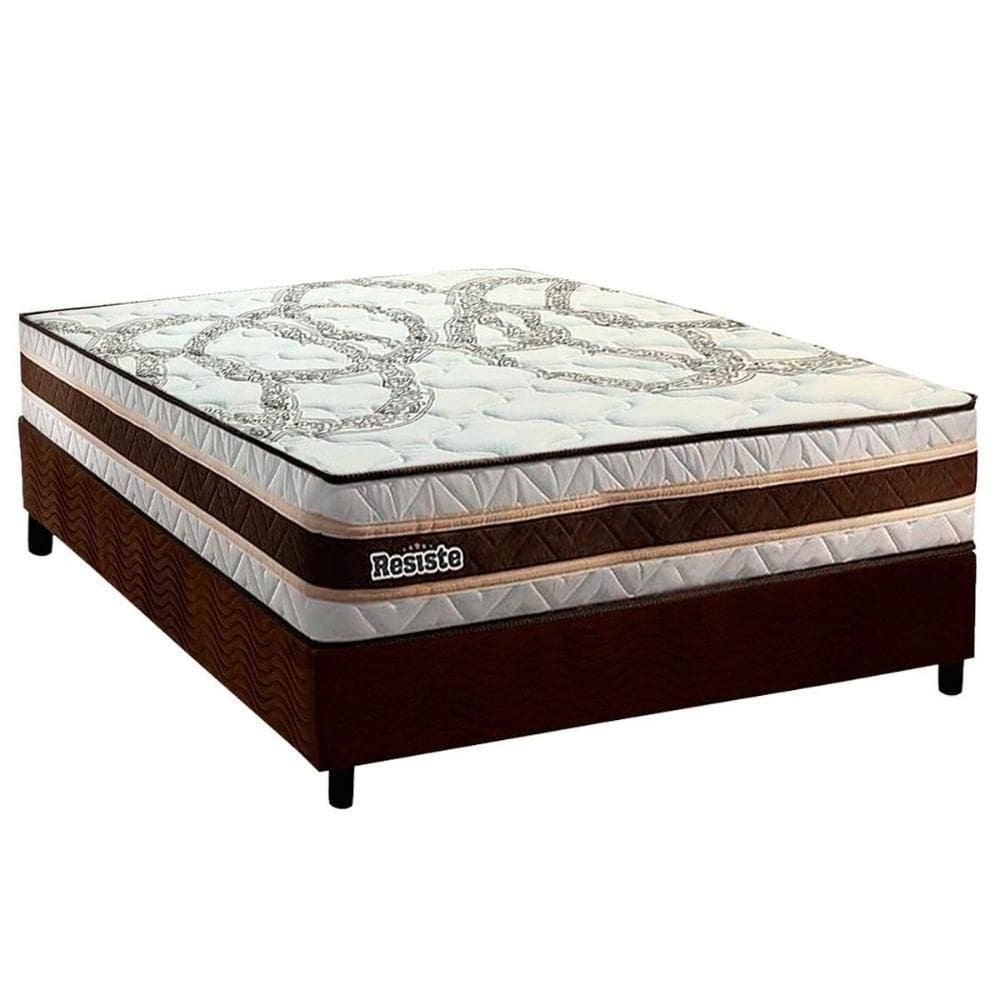 Conjunto Box Casal: Colchão Anatômico Paropas Resiste Double Face Ag D45 + Base Crc Suede Brown (138x188)