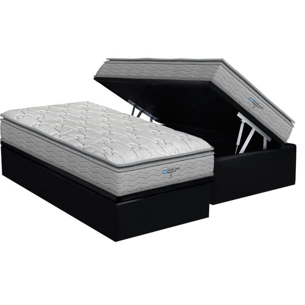 Cama Box Baú Solteiro: Colchão Anatômico Probel D45 Guarda Costas Próextreme Plus + Base Crc Suede Black (88x188)
