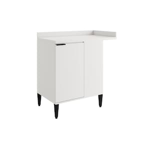 Gabinete De Cozinha Modulado Balcão Alpha 2508 Canto Reto Com 1 Porta Com Tampo 94cm Branco