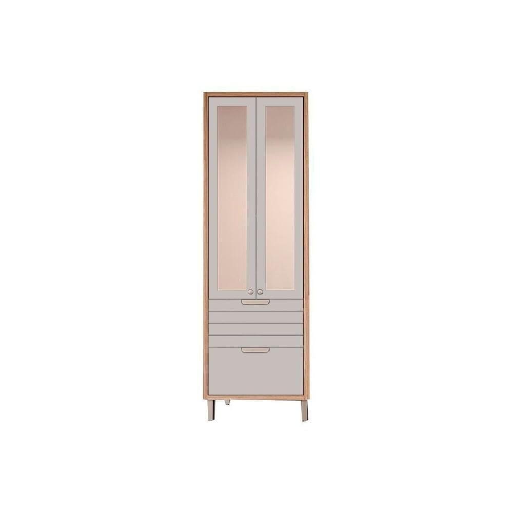 Cristaleira De Cozinha Eloise Com 3 Portas 2 Com Vidro Reflecta E 1 Basculante E 1 Gaveta 70m Freijó Off White