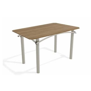 Mesa Para Cozinha Elba Aço Com Tampo Madeirado 136x90cm Niquel Nogueira Kappesberg