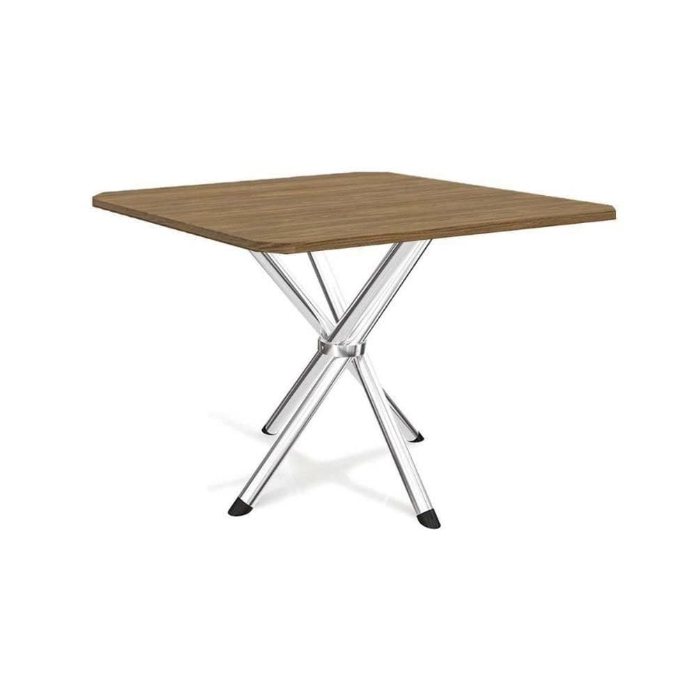 Mesa Para Cozinha Volga Com Tampo 90cm Cromada Nogueira Kappesberg