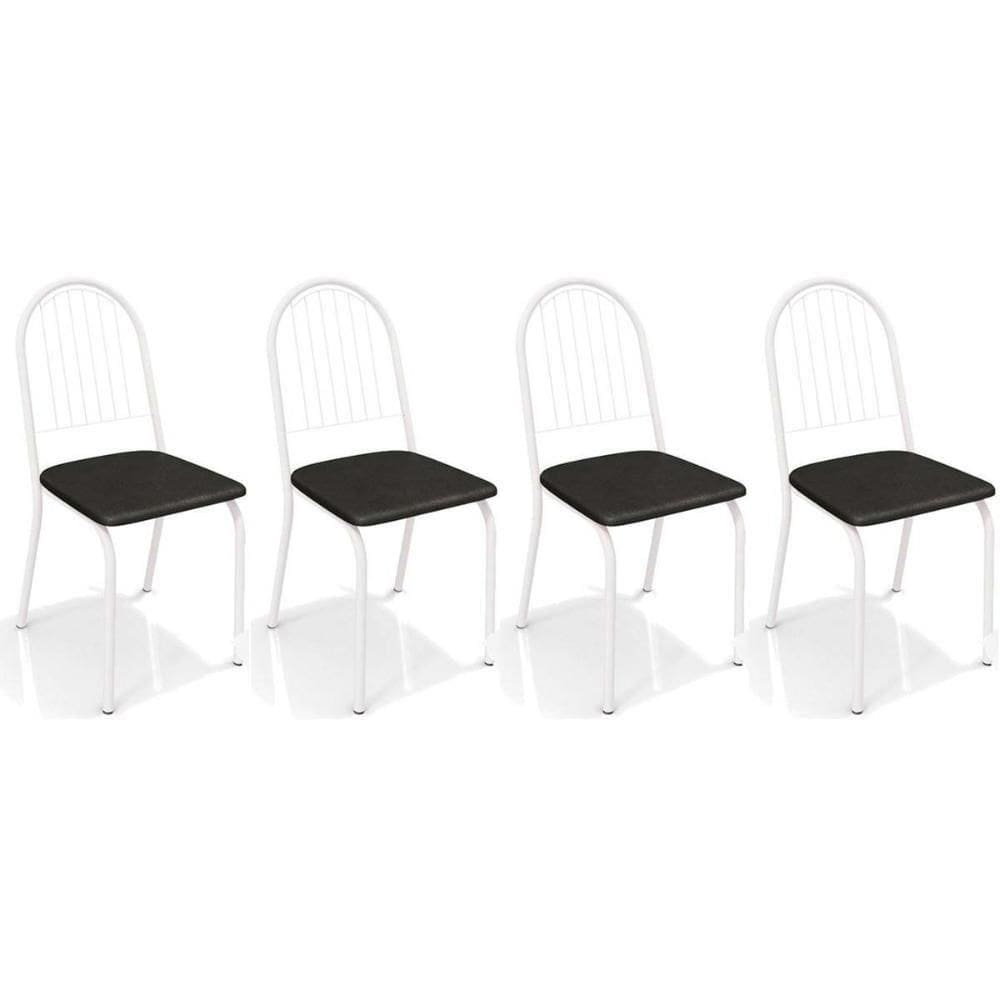 Cadeira De Cozinha Noruega 2c077 Kit 4 Un Branco Fosco Preto 110