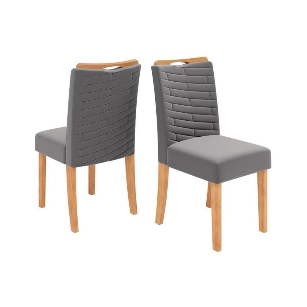 Kit 2 Cadeiras Sala Jantar Julia Cedro Suede Lunar Grafite