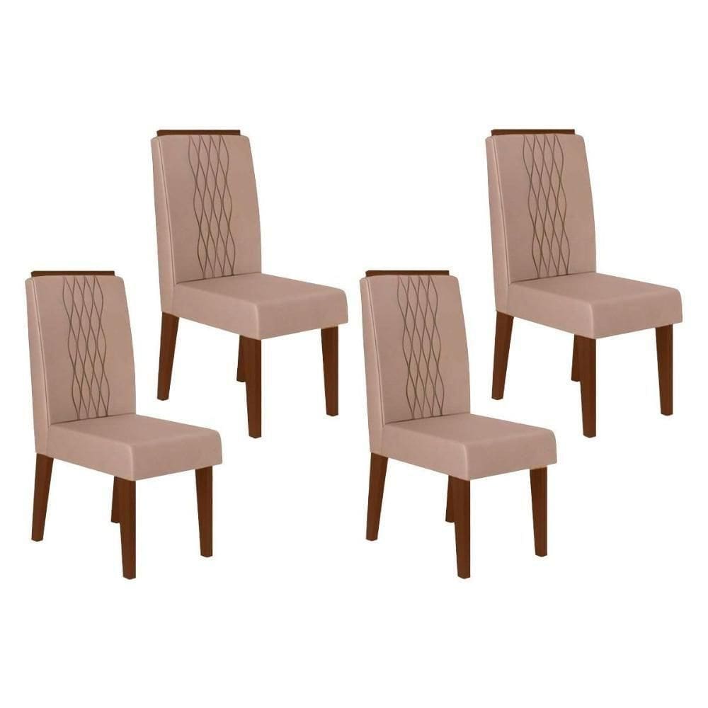 Kit 4 Cadeiras Sala Jantar Lia 4 Un Freijó Suede Kraft