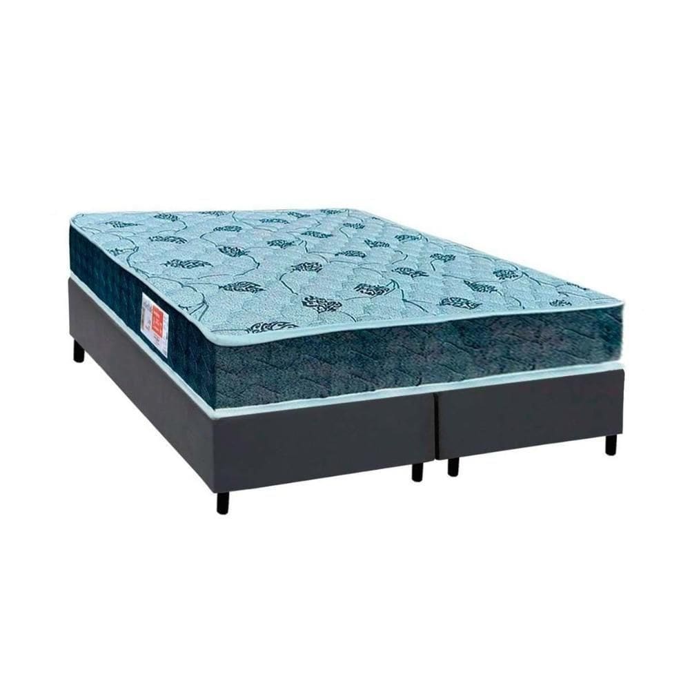 Cama Box King: Colchão Espuma D45 Ortho Comfortpedic + Base Crc Courano Gray (193x203)