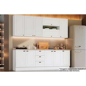 Kit Cozinha Modulada 10 Peças Americana 4aéreos+3balcões+3complementos C5p31 Branco2 Aéreos + 1 Balcão + 1 Complemento
