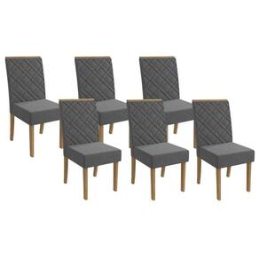 Kit 6 Cadeiras Sala Jantar 2cad149fr 6 Un Freijo Linho Cinza A056