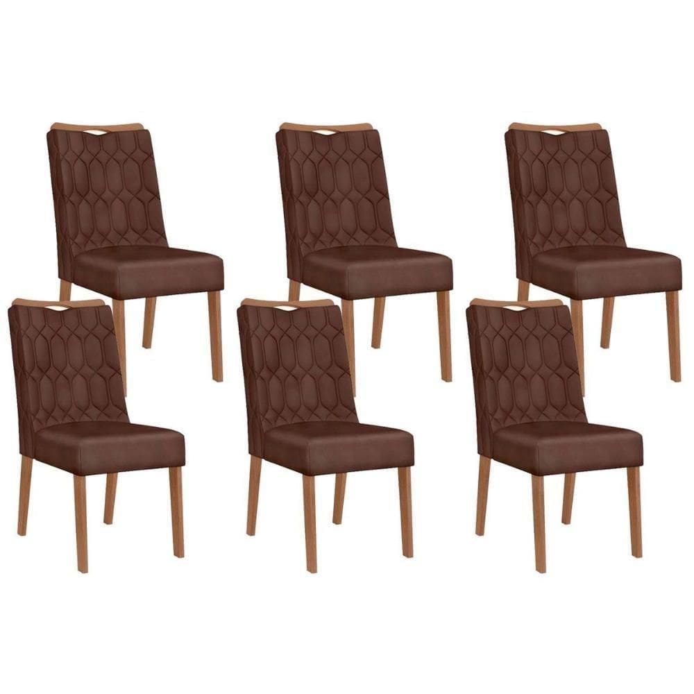 Cadeira De Cozinha Bia Kit 6 Un Cedro Suede Moca