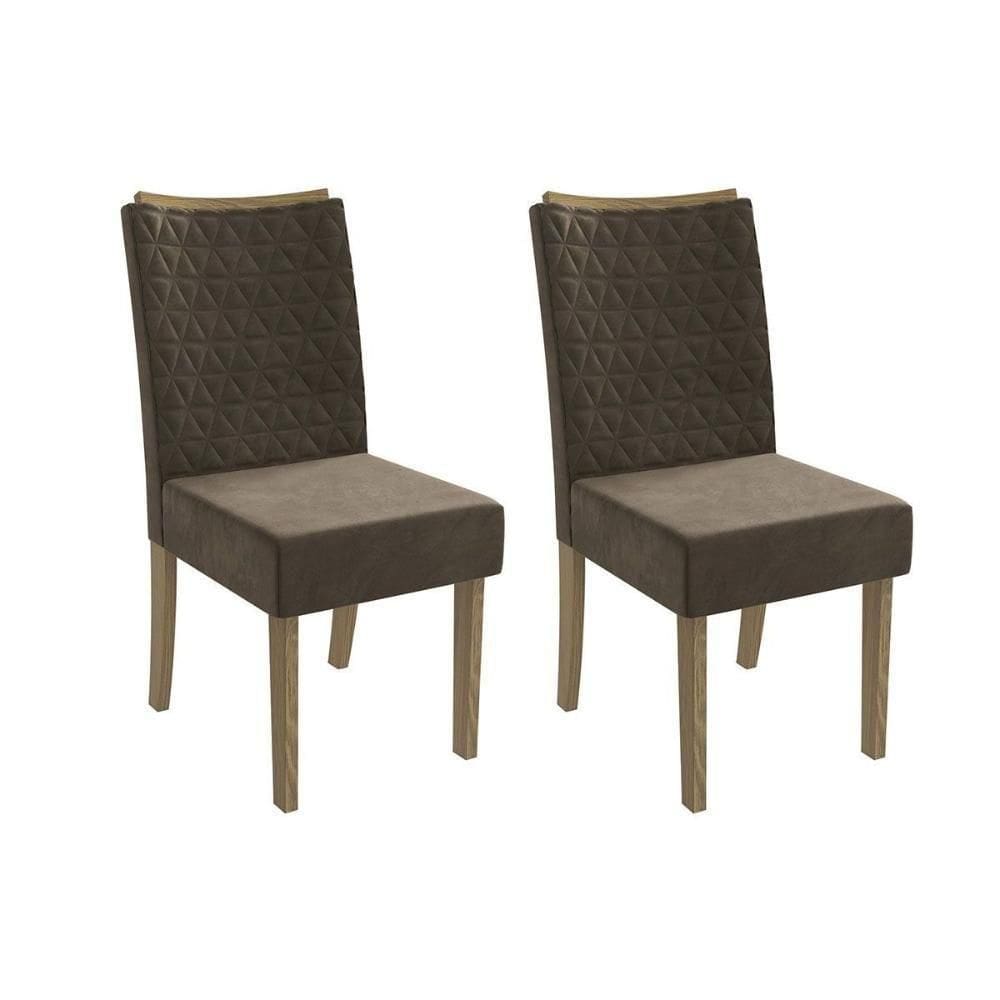 Kit 2 Cadeiras De Cozinha 2cad129 2 Un Canela Suede Marrom