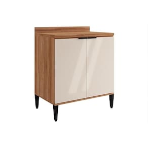 Gabinete De Cozinha Modulado Balcão Alpha 2507 2 Portas Com Tampo 80cm Freijó Off White
