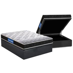Cama Box Baú Casal: Colchão Molas Ensacadas Probel D23 Guarda Costas Super Resistente + Base Crc Suede Gray (138x188)