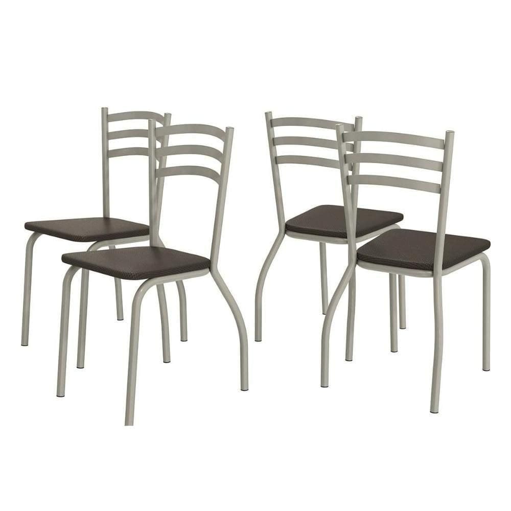 Cadeira De Cozinha Portugal 4c007nk Aço Kit 4 Uni Niquel Courano Preto