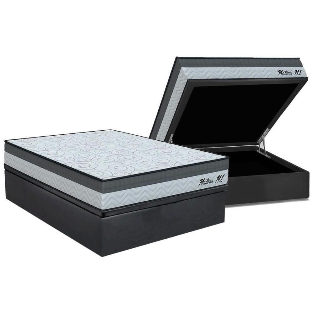 Conjunto Box Baú Casal: Colchão Molas Ortho D33 Matera Ml + Base Crc Suede Gray (138x188)