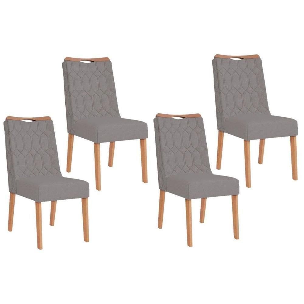 Kit 4 Cadeiras Sala Jantar Bia 4 Un Cedro Suede Lunar