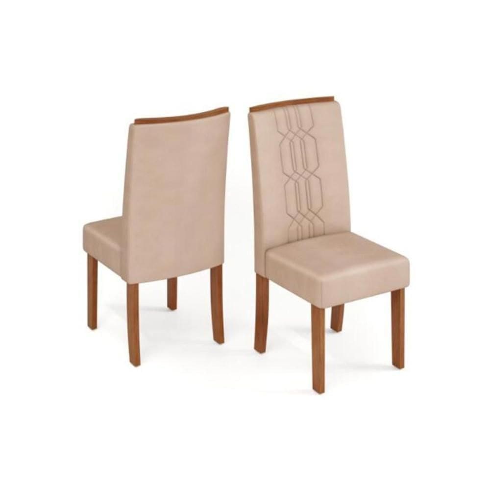 Cadeira De Cozinha Zoe Kit 2 Un Freijó Suede Creme