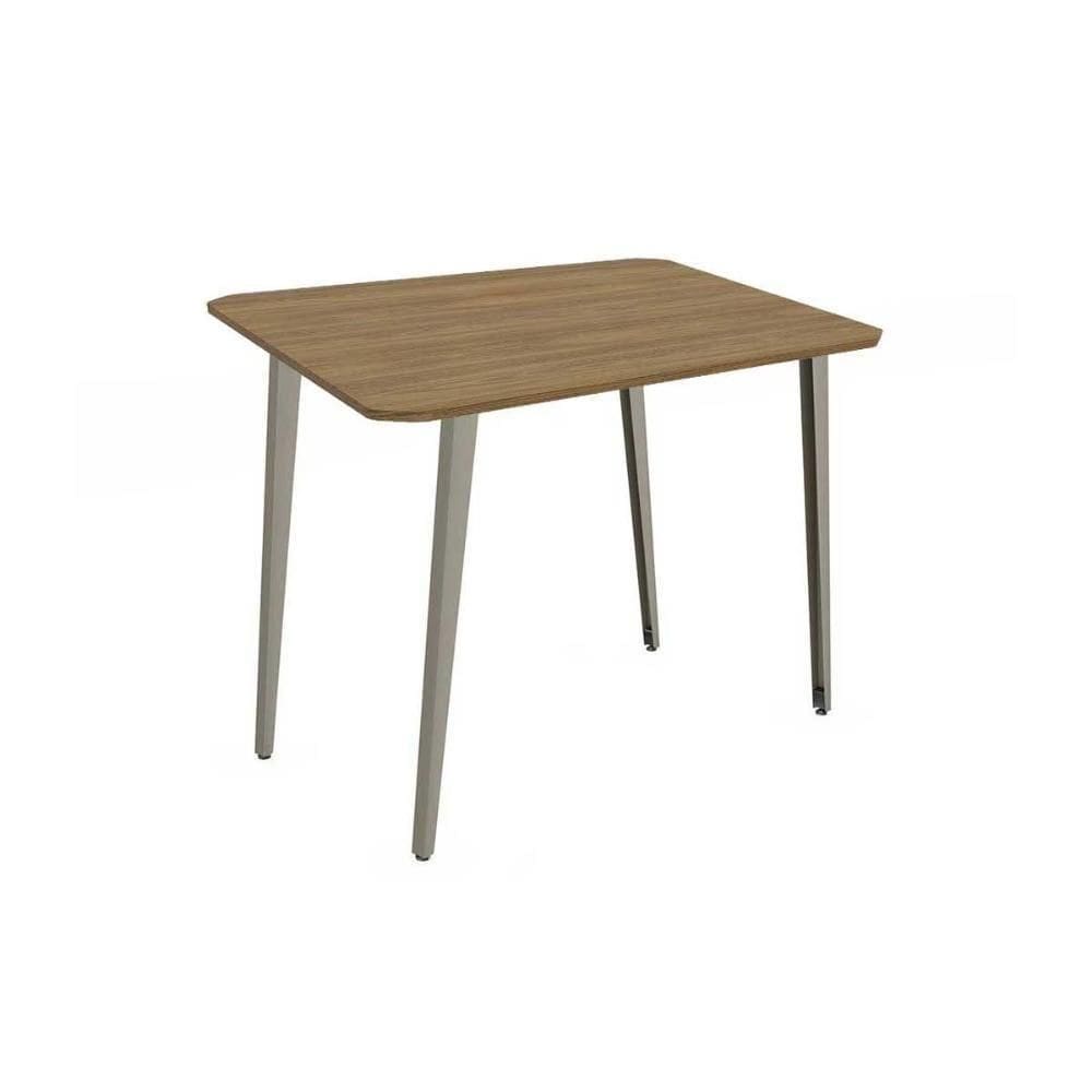 Mesa Para Cozinha Iguaçu Aço Com Tampo Madeirado 90x90cm Niquel Nogueira Kappesberg