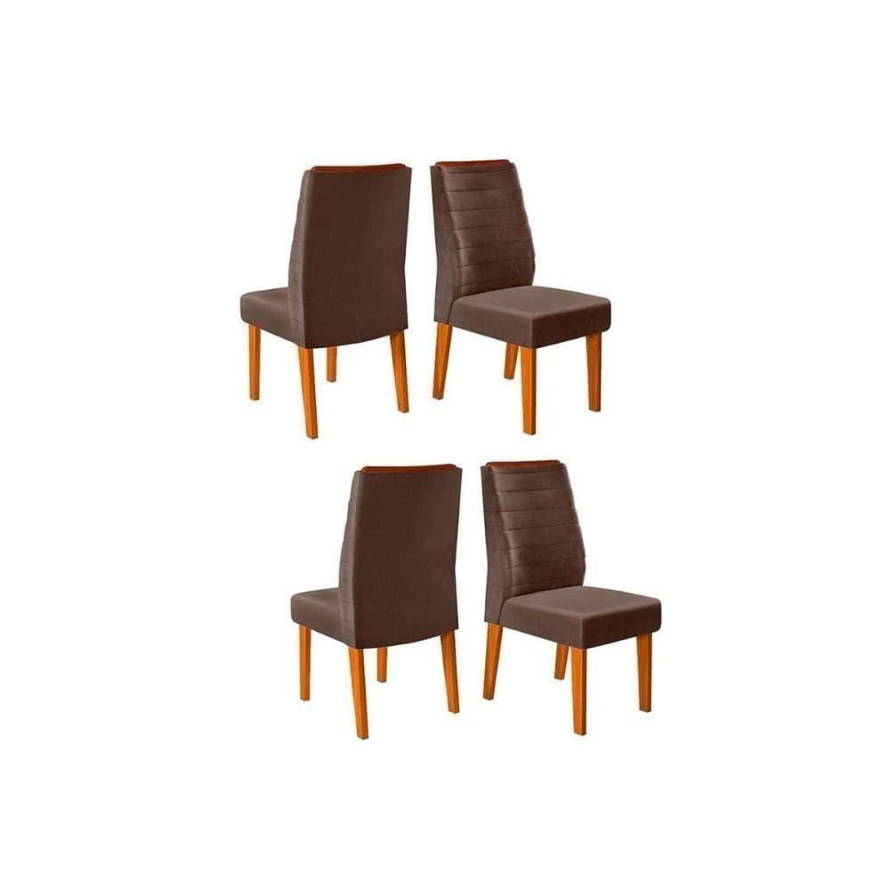 Kit 4 Cadeiras De Cozinha Ondina 4 Un Freijó Suede Moca