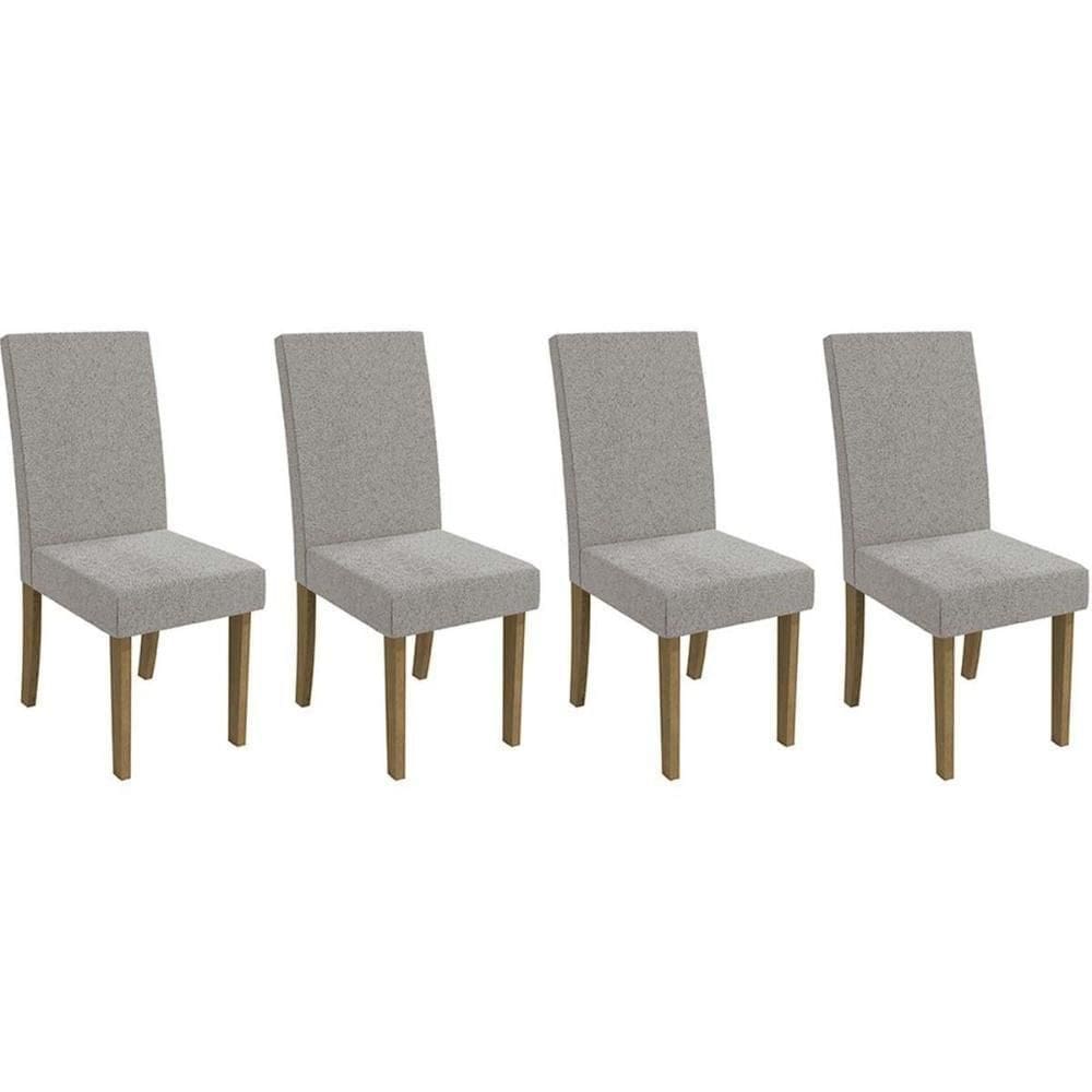 Cadeira De Cozinha 2cad131fr Kit 4 Un Freijó Linho Cinza A056