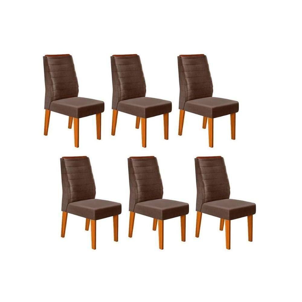 Kit 6 Cadeiras De Cozinha Ondina 6 Un Freijó Suede Moca