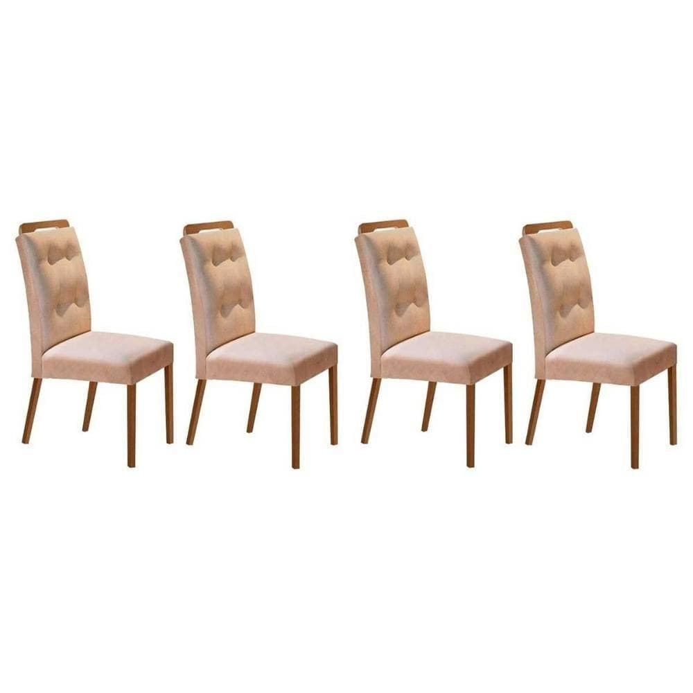 Kit 4 Cadeiras De Cozinha Imperatriz 4 Un Capuccino Linho Bege Turim Rufato