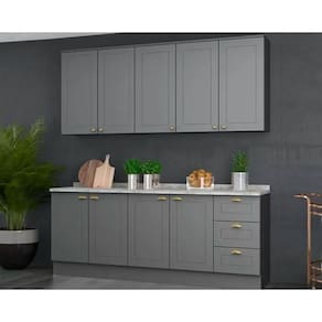 Cozinha Completa 6 Peças Americana 2 Aéreos 2 Balcões 2 Complementos Cz152 Cinza