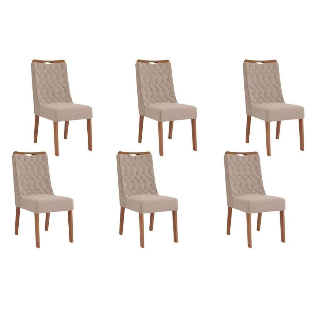 Kit 6 Cadeiras De Cozinha Bia 6 Un Freijó Suede Kraft