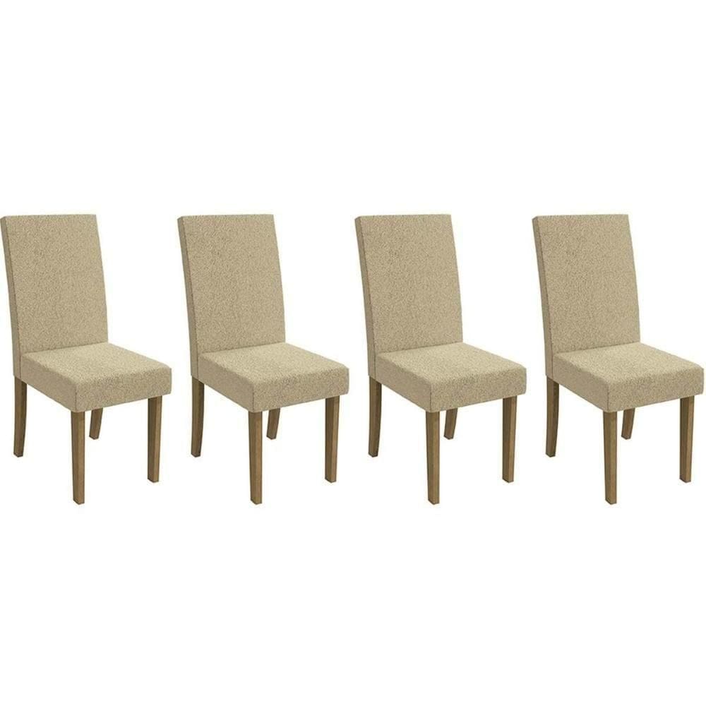 Cadeira De Cozinha 2cad131fr Kit 4 Un Freijó Linho Bege Claro A058