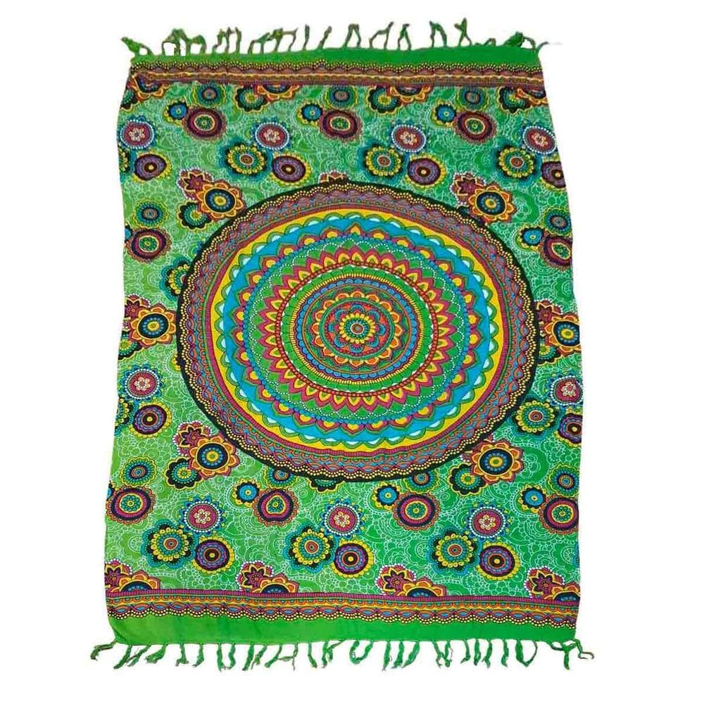 Canga Praia Viscose - Mandala Flores Verde 1.60Mx1.10M