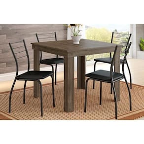 Conjunto Mesa De Cozinha Madeirada 1555 90cm E 4 Cadeiras 1700 Preto Preto Preto Carraro