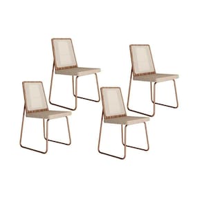 Kit 4 Cadeiras Sala Jantar Wood 1751 4 Uni Rose Linho Areia Carraro
