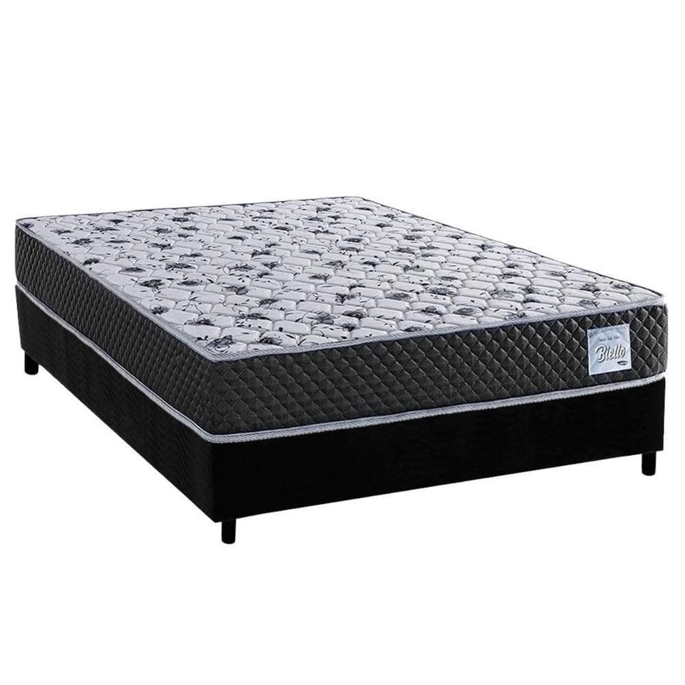 Cama Box Casal: Colchão Ortopédico Herval Compact Ag 65 - Ag Biello + Base Crc Suede Black (138x188)