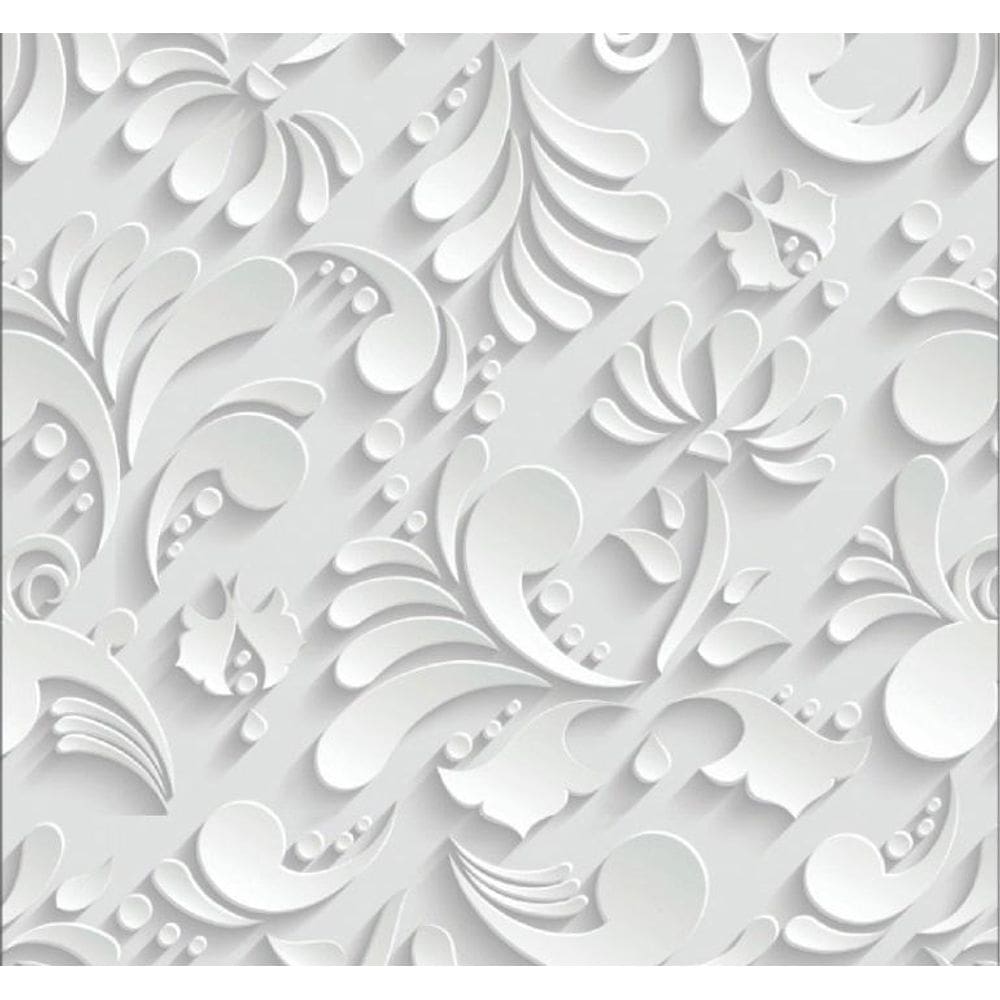 Papel De Parede Adesivo Arabesco Floral Branco 300X52Cm
