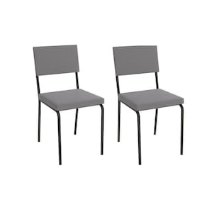 Cadeira De Cozinha Zaria 2c128 Aço Kit 2 Uni Preto Suede Cinza