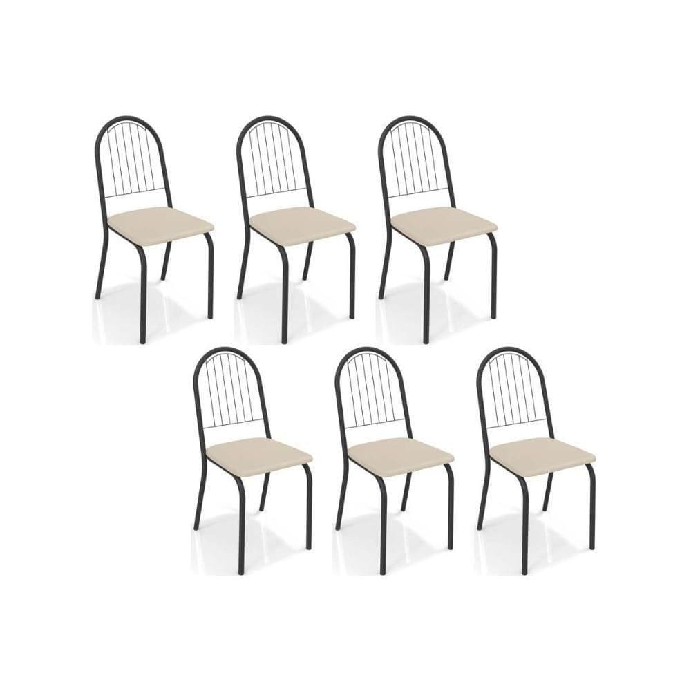 Cadeira De Cozinha Noruega C077 Kit 6 Un Preto Fosco Nude 16