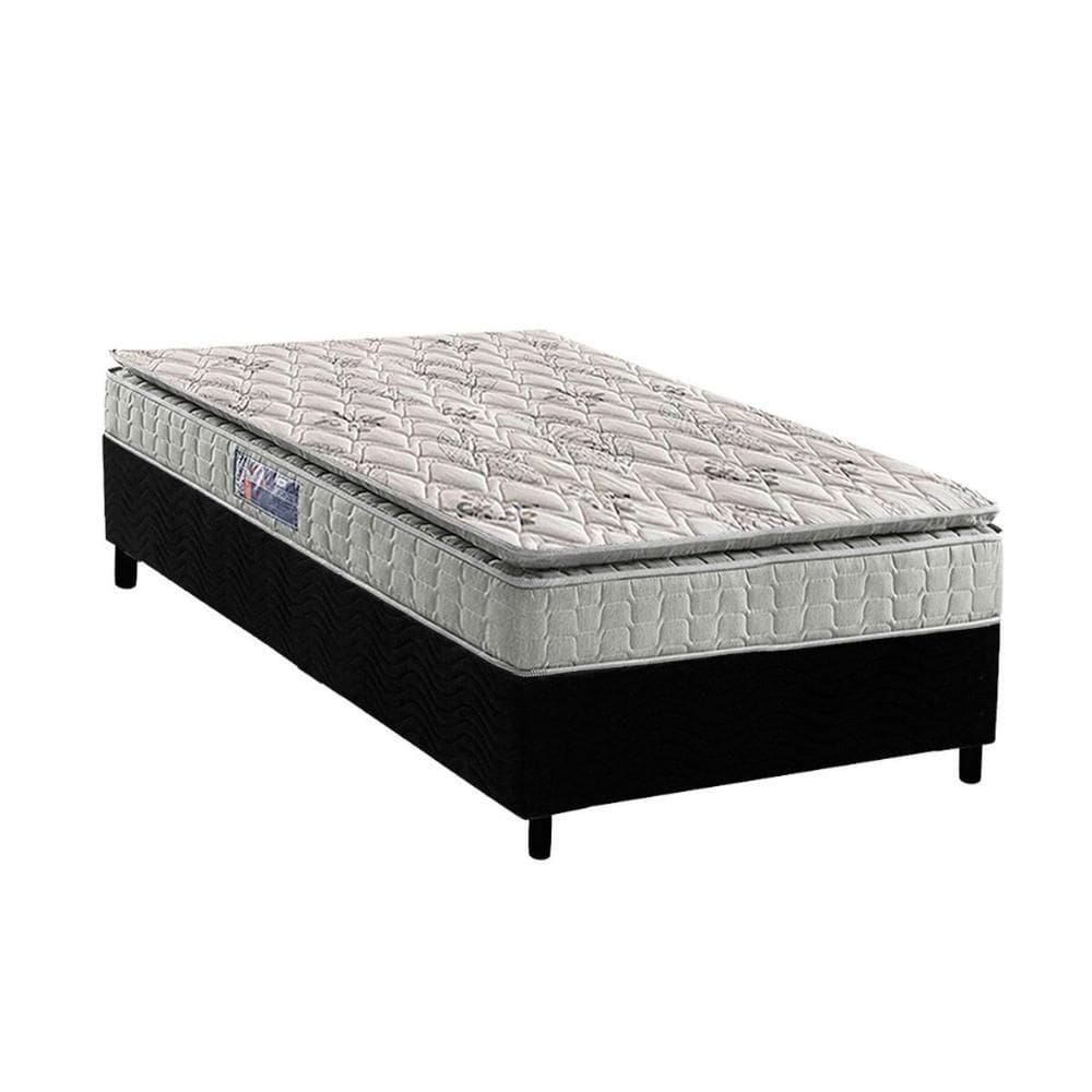 Cama Box Solteiro: Colchão Espuma D33 Orthosono + Base Crc Suede Black (88x188)