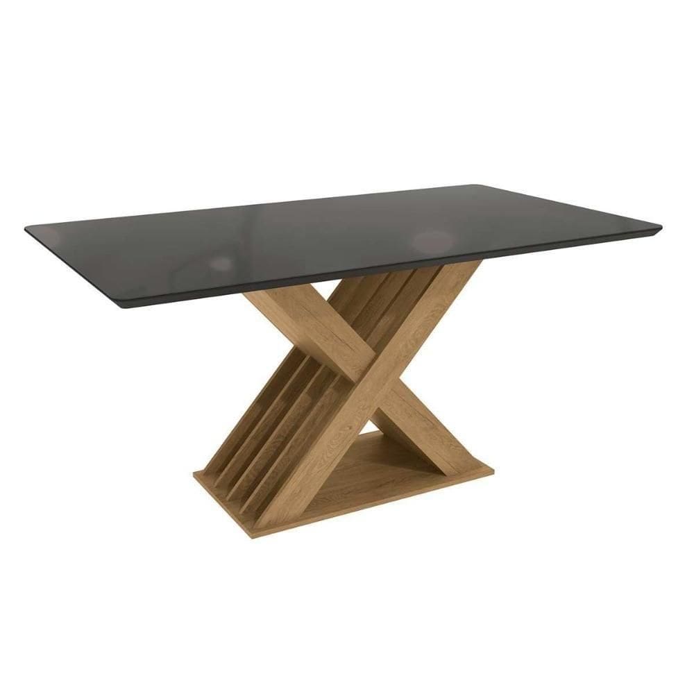 Mesa Para Cozinha Graviola Com Tampo Madeirado Com Vidro 160x90cm Freijo Preto Kappesberg