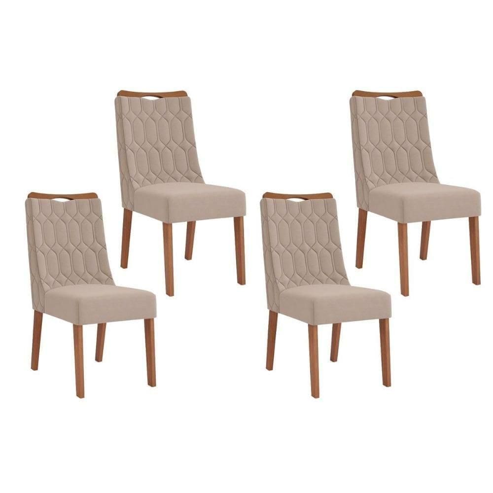 Kit 4 Cadeiras De Cozinha Bia 4 Un Freijó Suede Kraft