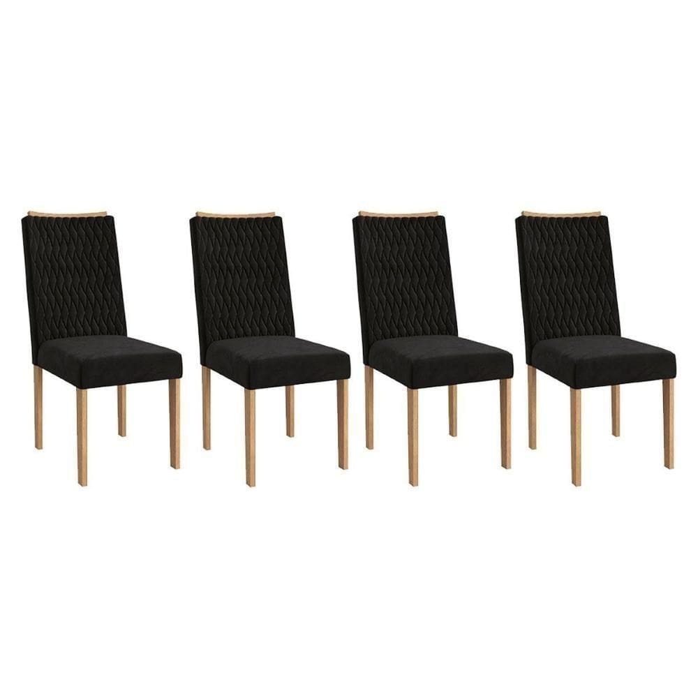 Kit 2 Cadeiras De Cozinha 2cad157ea 4 Un Eucalipto Suede Preto A038