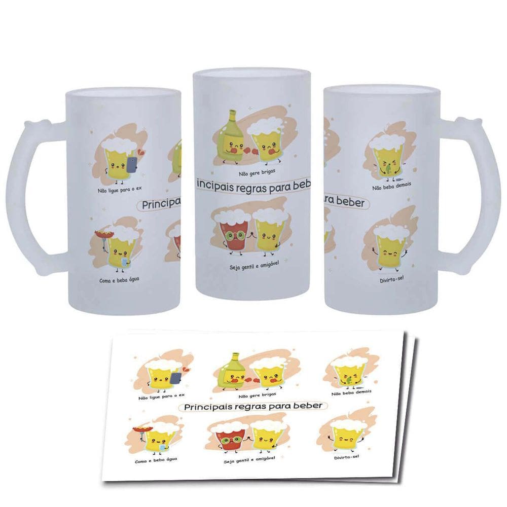 Caneca De Chopp Divertida Regras Para Beber Presente Geek