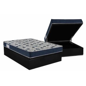 Cama Box Baú Casal: Colchão Anatômico Ortobom D28 Iso 60 Super Firme + Base Crc Courano Black (138x188)