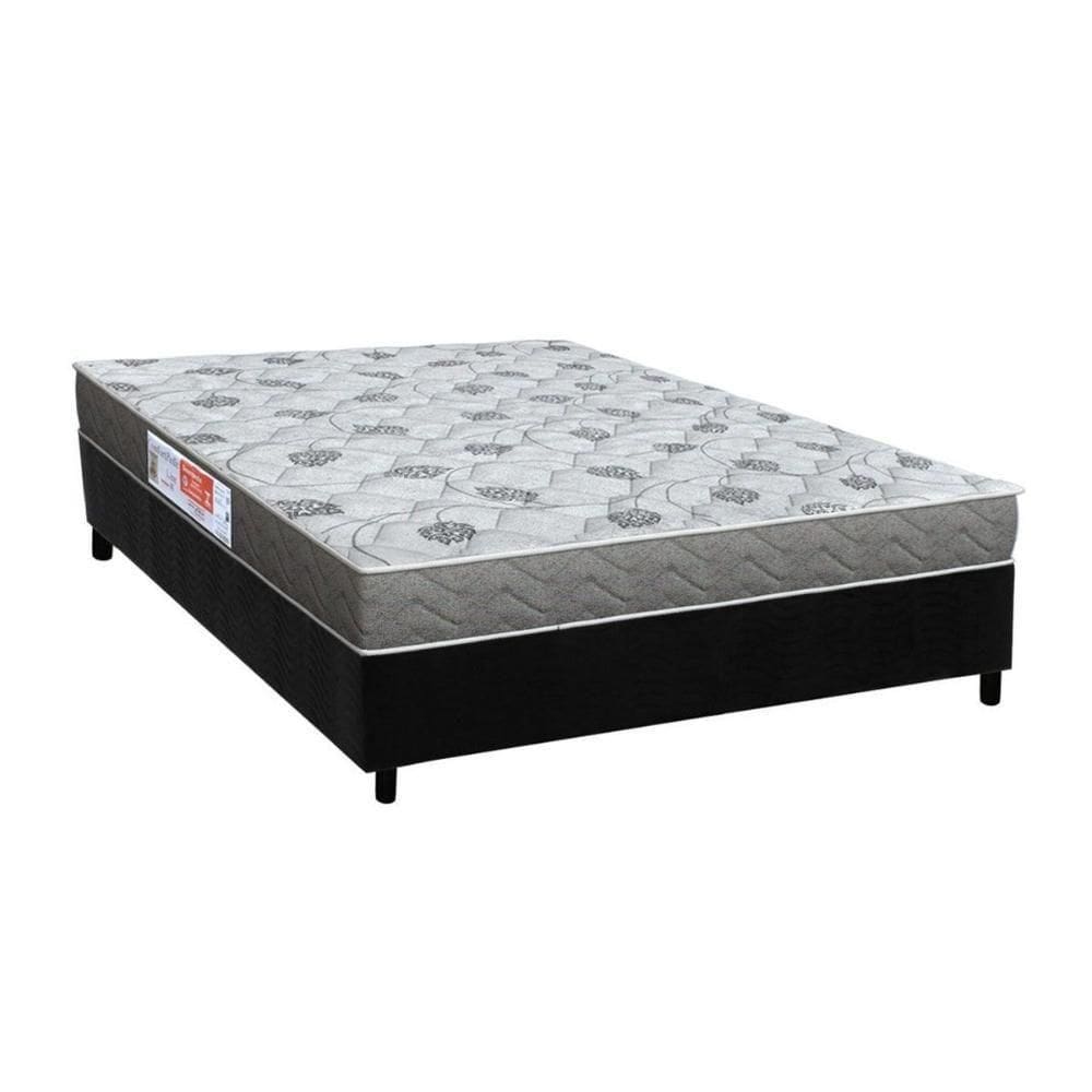 Cama Box Viúva: Colchão Espuma D45 Ortho Comfortpedic + Base Crc Suede Black (128x188)