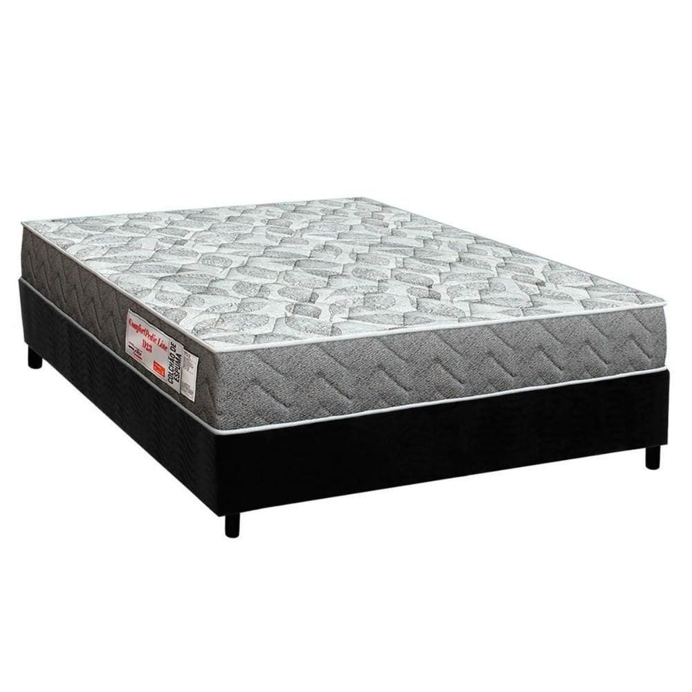 Conjunto Box Viúva: Colchão Espuma Ortho D23 Comfortpedic + Base Crc Suede Black (128x188)